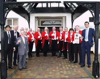 English Toastmasters Association Toastmasters pictured outside The County Hotel, Chelmsford, Essex during their annual Trafalgar Day meeting