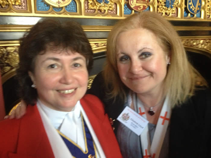English toastmaster Linda Palmer with Liz Lloyd from the Royal Society of St. George