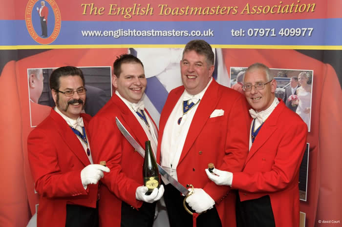 Sabrage with members of the English Toastmasters Association