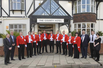 Toastmasters from The English Toastmasters Association outside the County Hotel in Chelmsford Essex